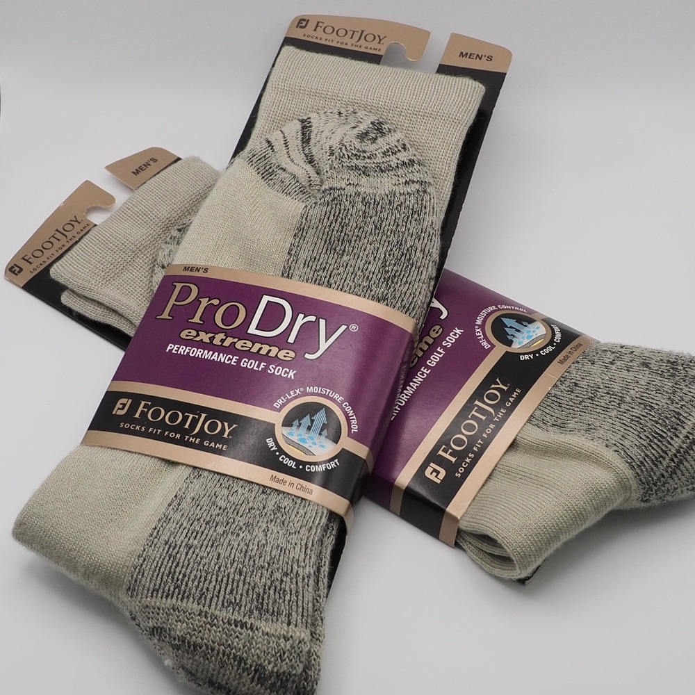 FootJoy Crew Socks Mens 7-12 Driftwood ProDry 2 Pair Extreme Performance Golf